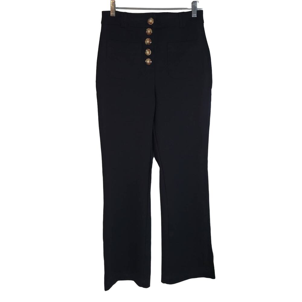 House of Harlow 1960 Size 2 Wide Leg Button Front Patched Pockets Pants Black